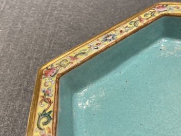 A pair of Chinese famille rose jardini&egrave;res on stands, Qianlong mark, Jiaqing